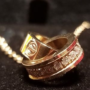 18KT Pink Gold Plated Diamond Mini Love Necklace